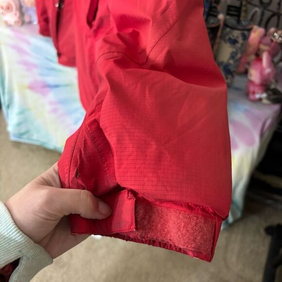 LL BEAN size large men’s Red and Gray Outdoor Jacket packable hood - Picture 6 of 10